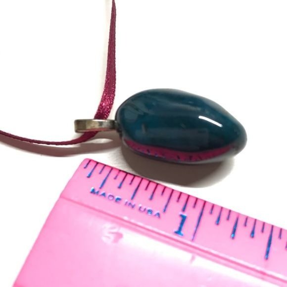 Handmade gemstone pendant necklace blue teal polished gemstone MUN AND ME FASHIO - Picture 4 of 7